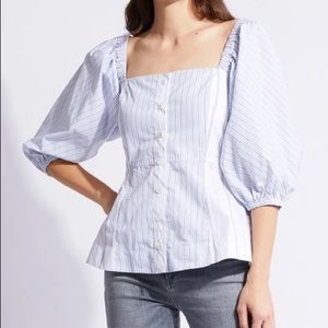 Ganni shirting cotton square neck top